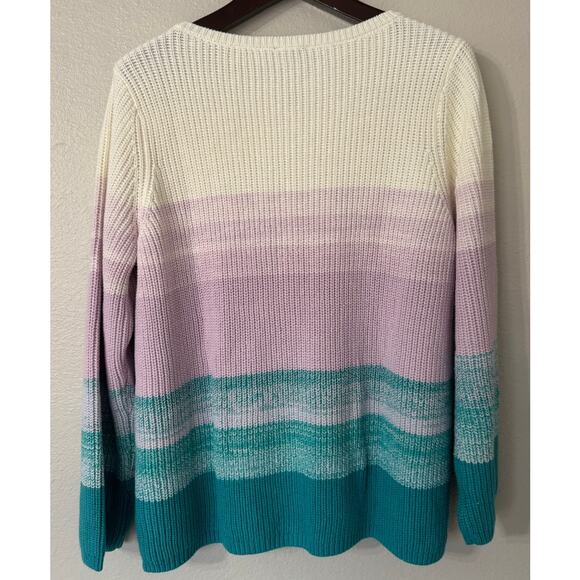 Talbots Plus Shaker Stitch Bateau Neck Sweater Spring Ombre‎ Size 2X NWT - Picture 4 of 6